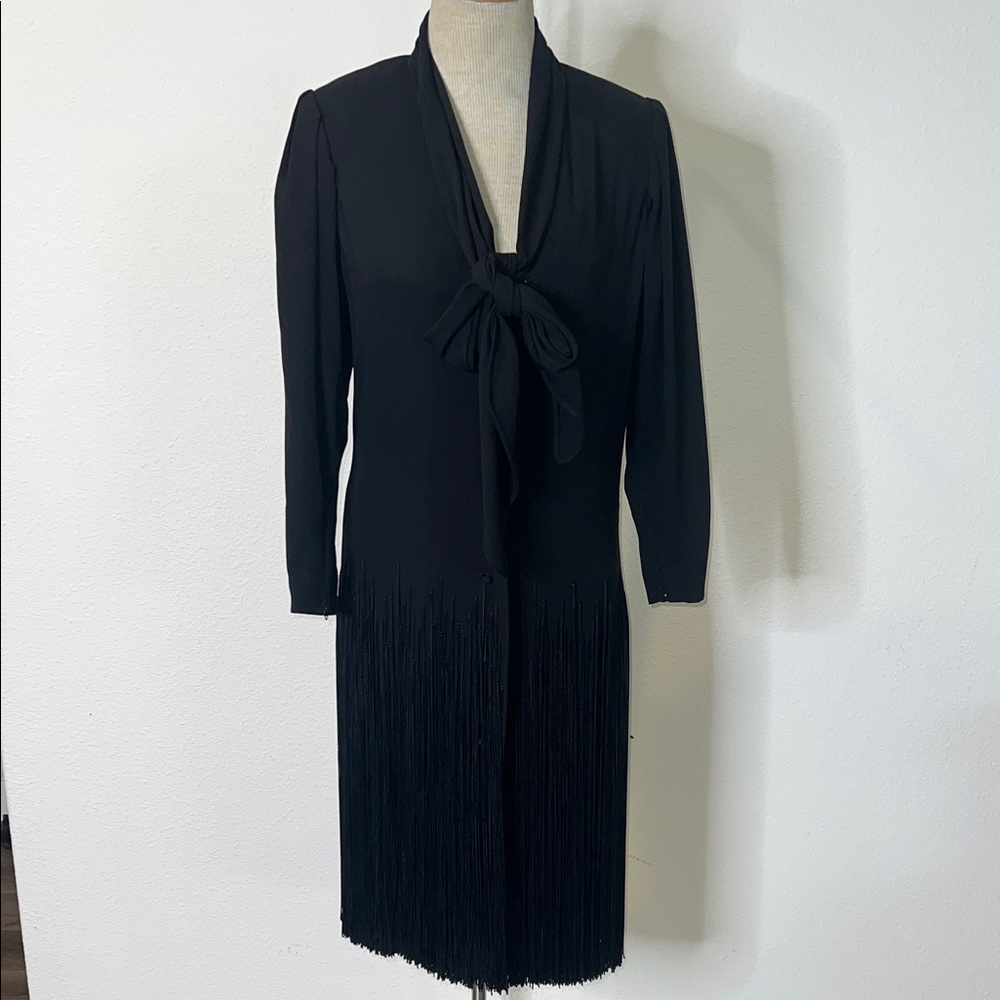 Galanos Vintage Fringe Cocktail Evening Dress